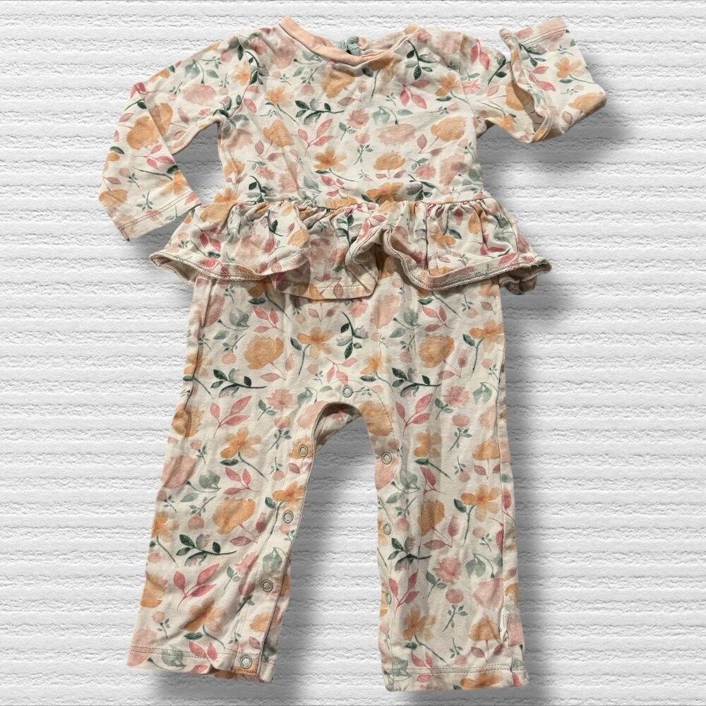 Burt’s Bees Baby Girl Floral Organic Cotton Ruffle Romper 3-6M